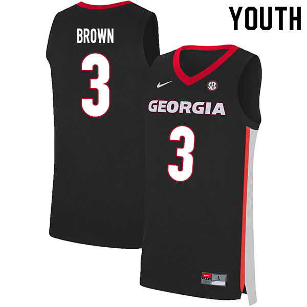 2020 Youth #3 Christian Brown Georgia Bulldogs College Basketball Jerseys Sale-Black - Click Image to Close